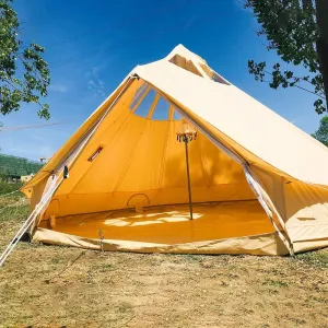 UNISTRENGH 5M Star Gazer Bell Tent 4 Season Waterproof Cotton Canvas Glamping Yurt Tent with Stove Jack Hole and Roof Windows for 6-8 Persons Camping Hunting