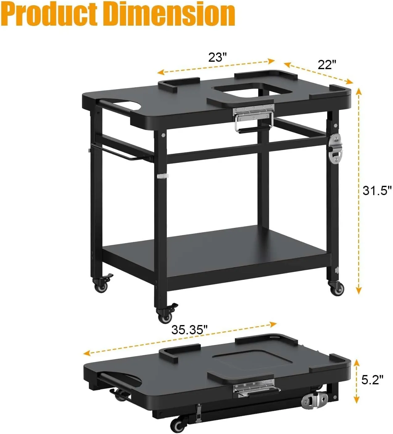 Universal Grill Stand for Ninja Woodfire Outdoor Grill,Portable Foldable Grill Cart Table for XSKUNSTAND OG700 OG800 OG900 OO101 SER Smoker Pizza Oven Accessories with 4 Wheels & Grill Cover