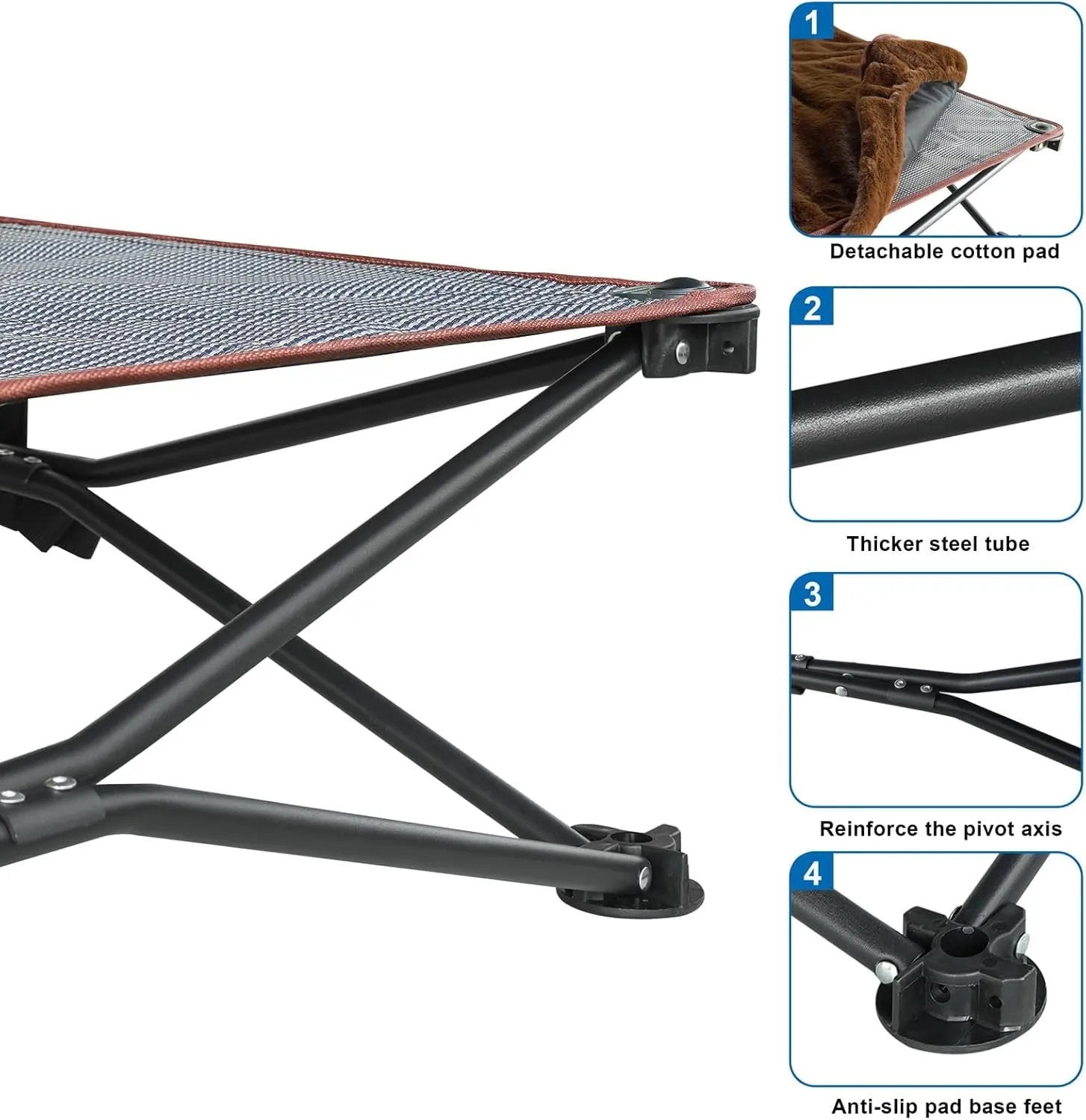 unp Outdoor Dog Bed - Portable, Elevated Camping Dog Cot for Indoor, Courtyard & Travel, Breathable Textilene Mesh, Comfortable with Removable & Washable Cover (Brown, S)