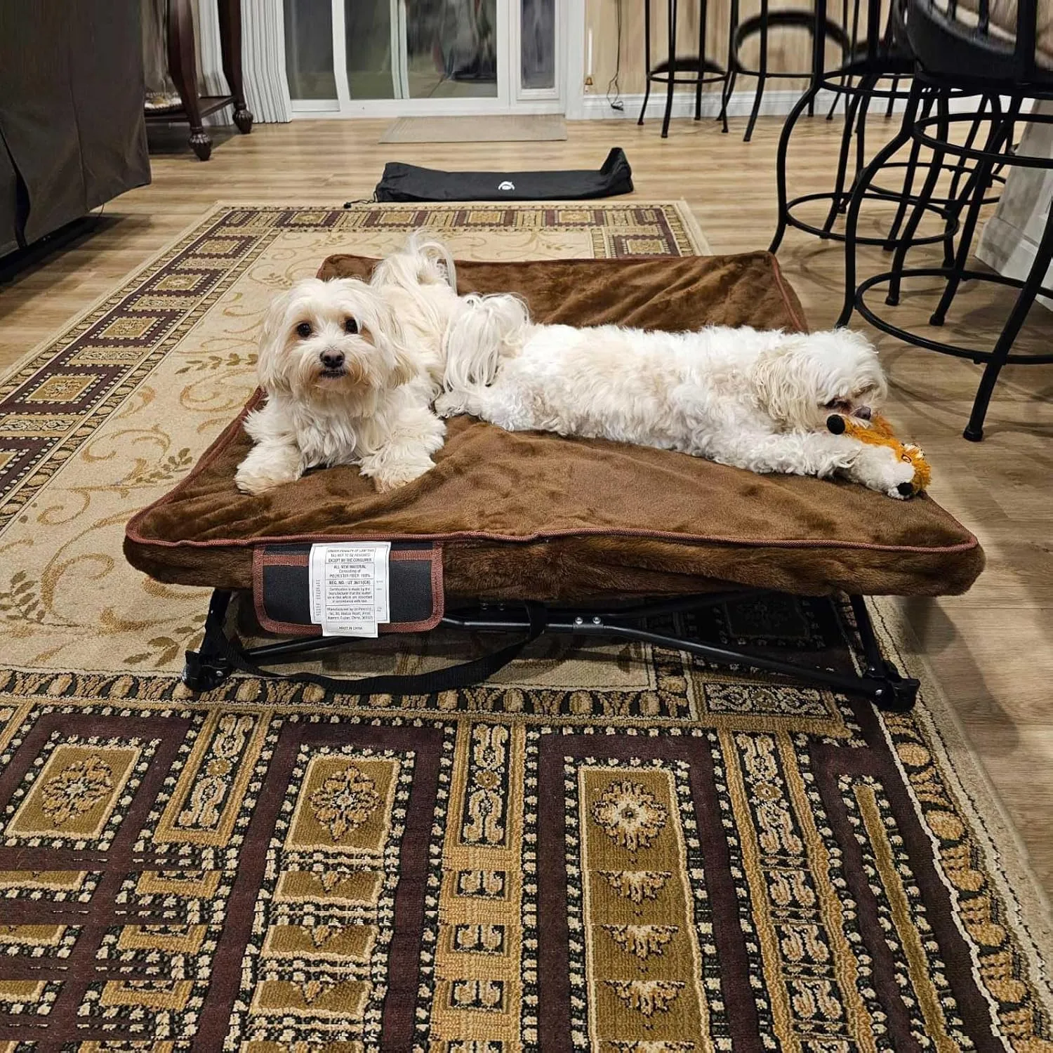 unp Outdoor Dog Bed - Portable, Elevated Camping Dog Cot for Indoor, Courtyard & Travel, Breathable Textilene Mesh, Comfortable with Removable & Washable Cover (Brown, S)