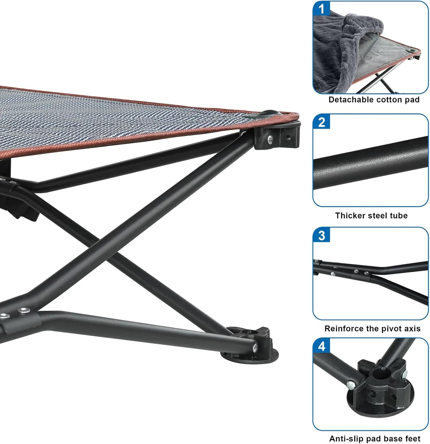 unp Outdoor Dog Bed - Portable, Elevated Camping Dog Cot for Indoor, Courtyard & Travel, Breathable Textilene Mesh, Comfortable with Removable & Washable Cover (Grey, L PRO)
