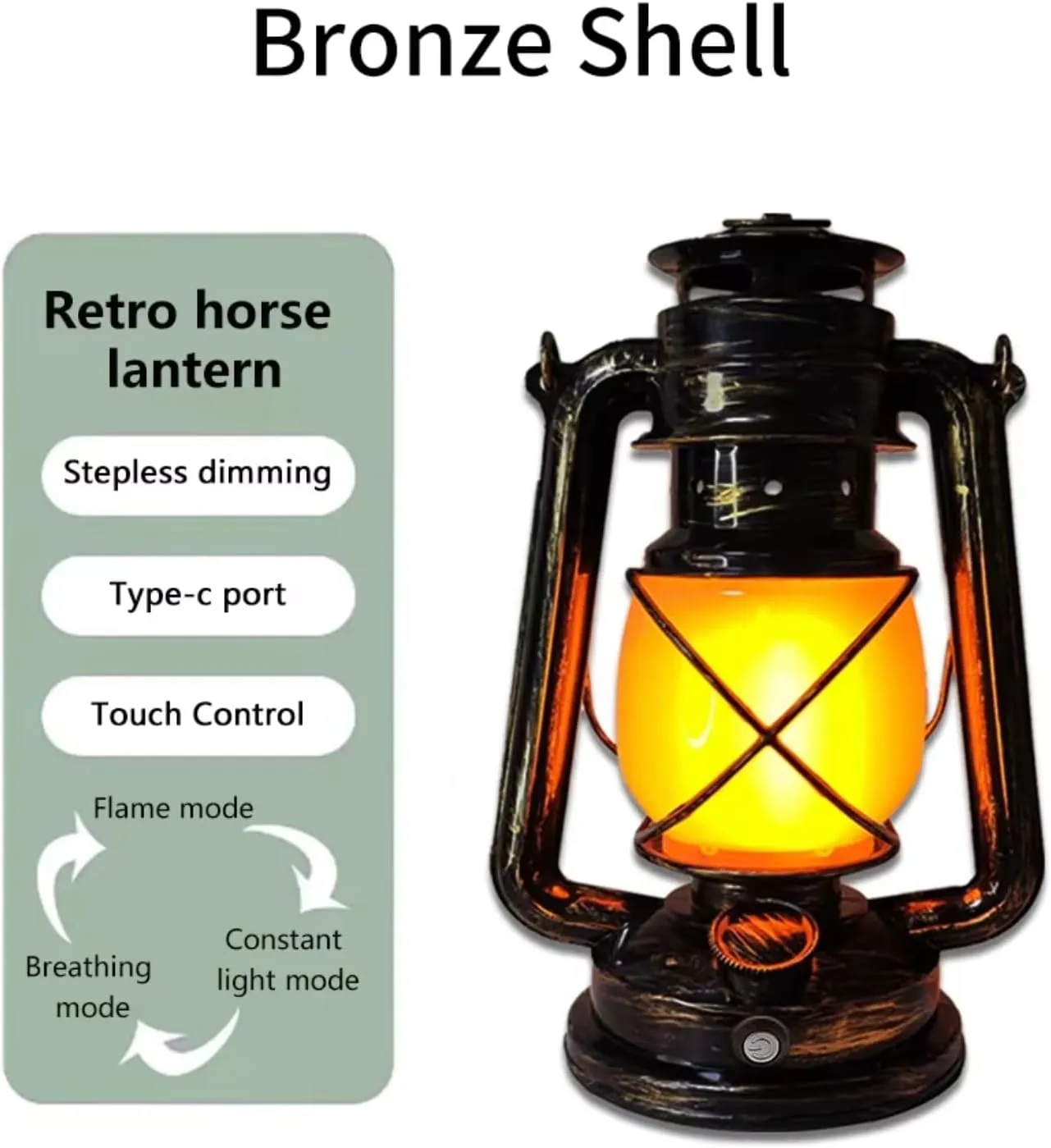 USB Rechargeable Retro LED Camping Light Hanging Tent Light Portable Horse Lantern Outdoor Kerosene 3 Lighting Modes Lighting