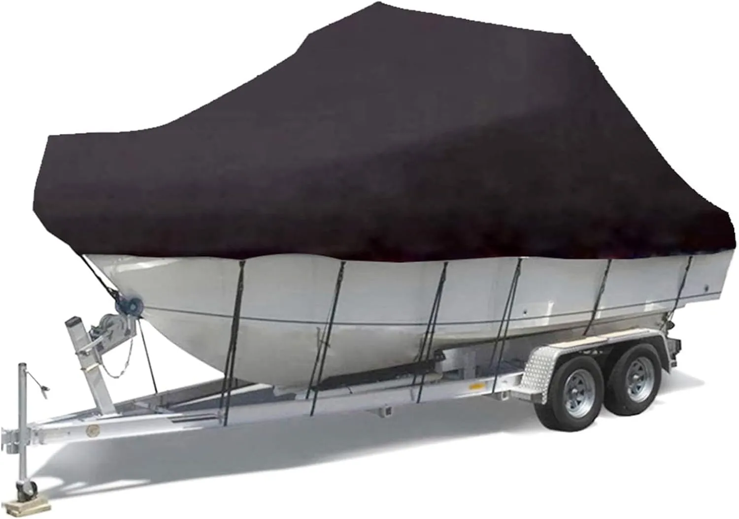 V Hull Boat Cover Boat Tarp,Oxford 800D Heavy-Duty Waterproof Trailerable Boat Covers Boat Center Console Cover Universal Boatcover Fits V Hull All-Weather Protection,Black,14~16FT