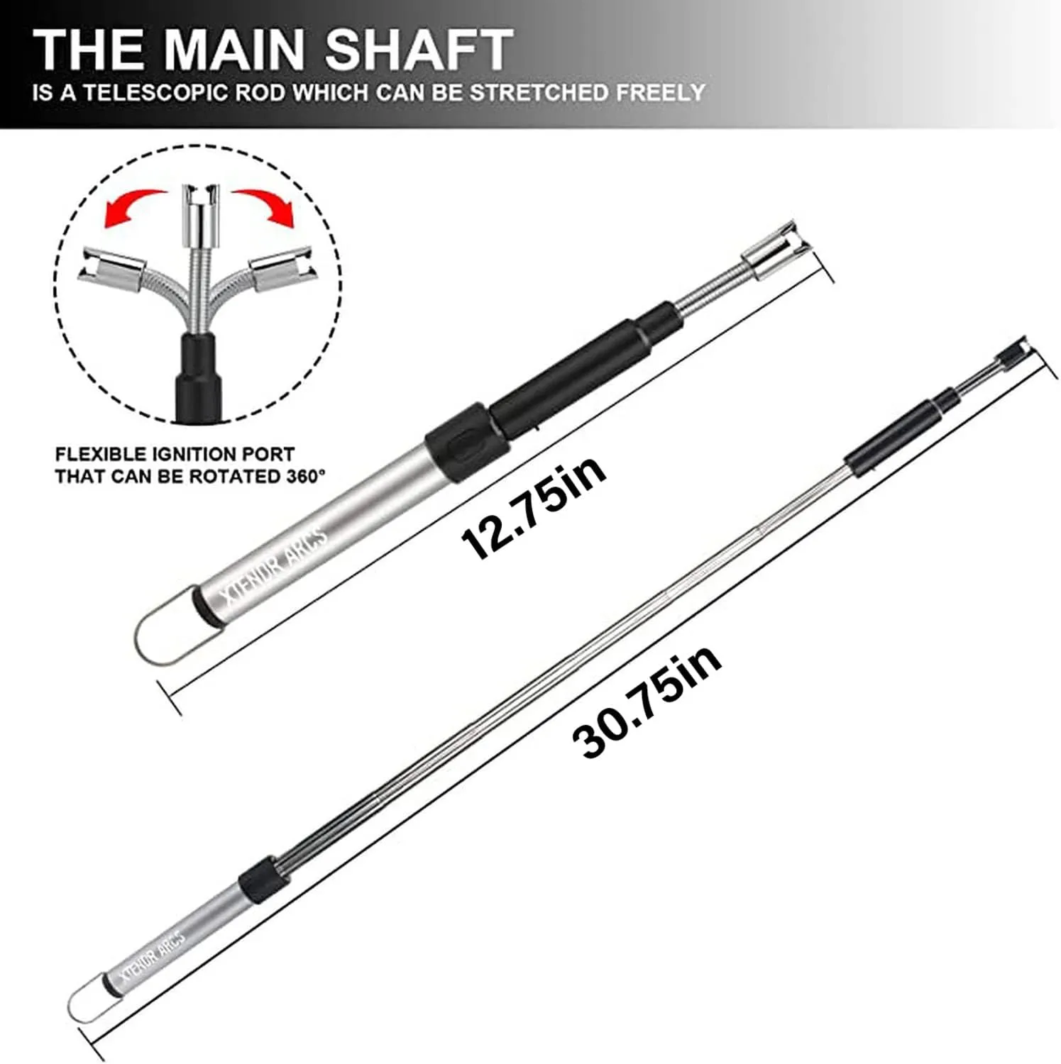 V2 Extendable 2.5 Feet Arc Extra Long Flameless Lighter for Fireplace, Stove, Electric Candle, Pilot Light, Grilling, Firepit, Kitchen, BBQ (White)
