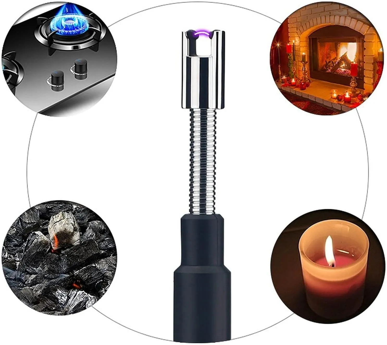 V2 Extendable 2.5 Feet Arc Extra Long Flameless Lighter for Fireplace, Stove, Electric Candle, Pilot Light, Grilling, Firepit, Kitchen, BBQ (White)