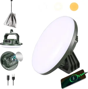 VAVOFO 15,000mAh 4000LM LED Camping Lantern Rechargeable, 3 Lighting Modes Portable Tent Light with Magnet, IP65 Waterproof Hanging Light for Emergencies, Power Outages ,Hurricane(Green)