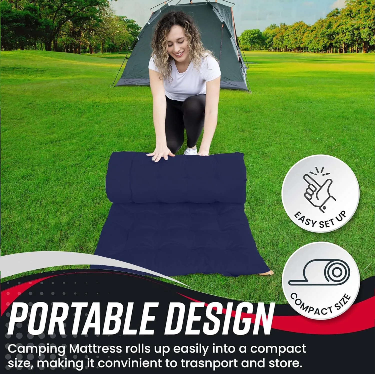 VaygWay Foldable Outdoor Camping Cot and Cot Pad Mattress- Soft Comfortable Lightweight Thick Cotton Sleeping Cot- Portable Hiking, Traveling, Backpacking Waterproof Bottom Pad