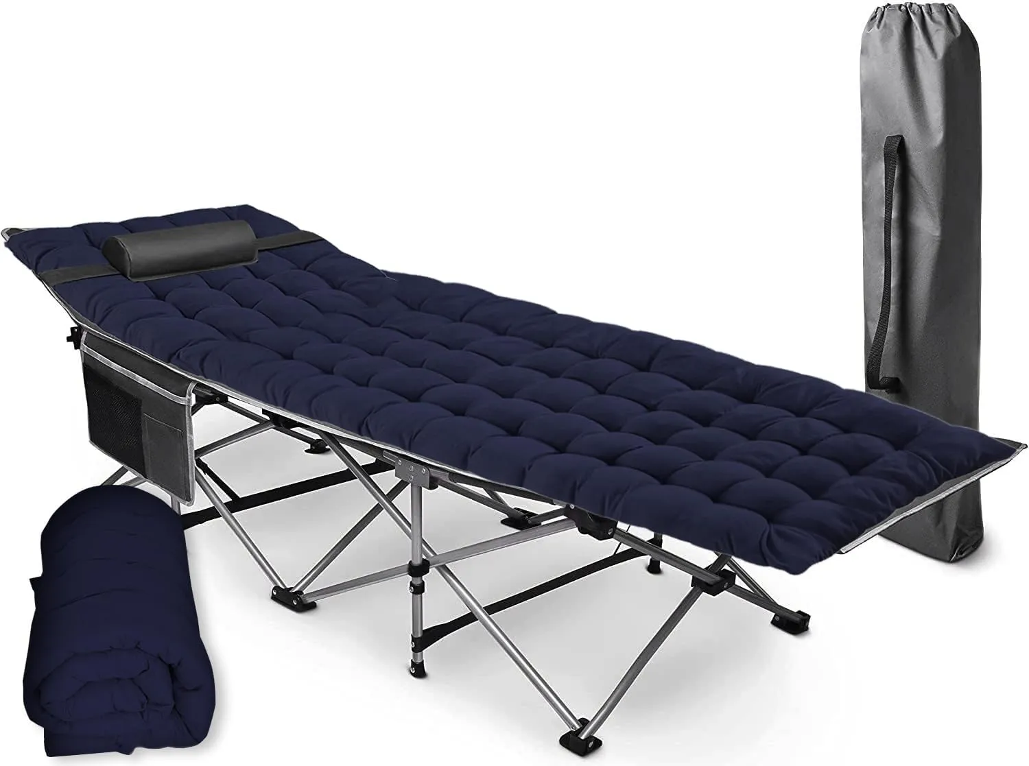 VaygWay Foldable Outdoor Camping Cot and Cot Pad Mattress- Soft Comfortable Lightweight Thick Cotton Sleeping Cot- Portable Hiking, Traveling, Backpacking Waterproof Bottom Pad