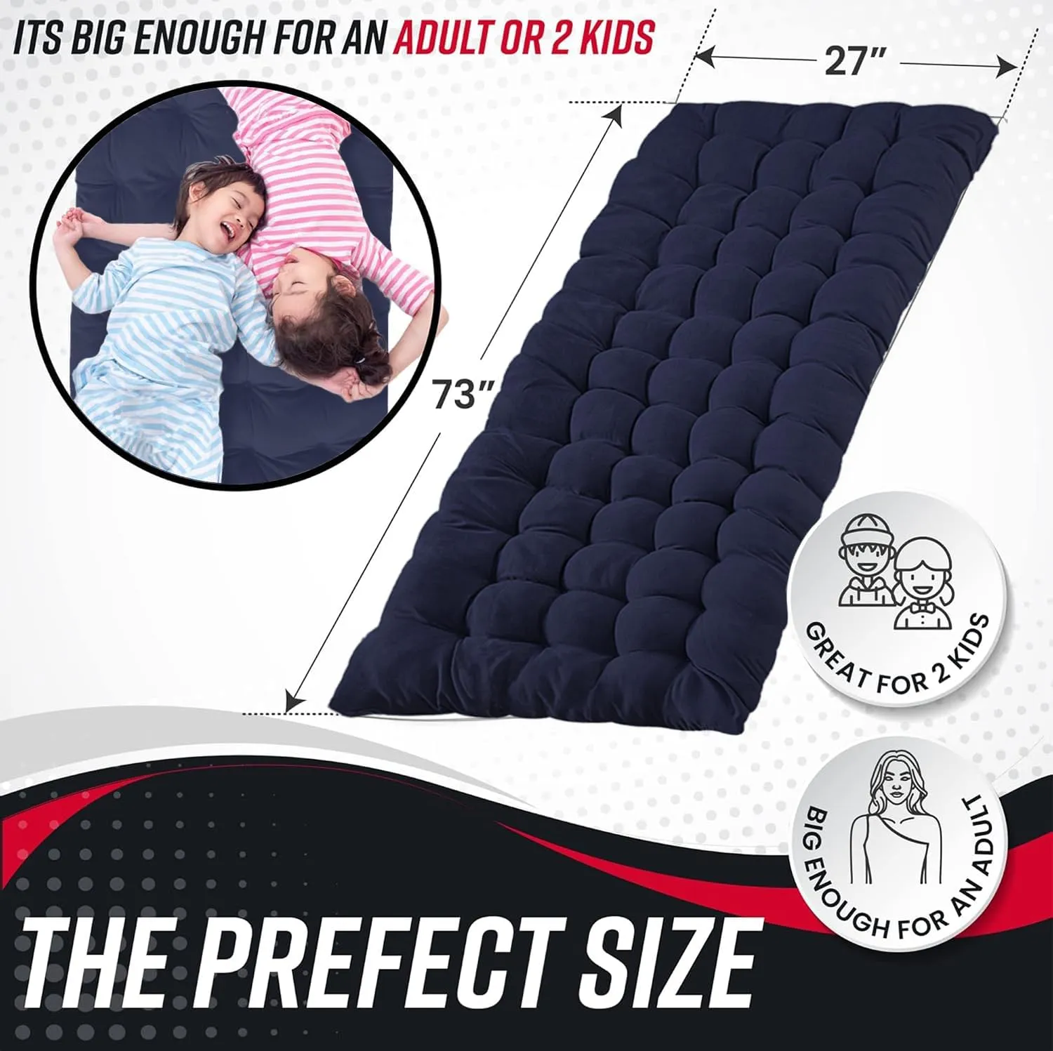 VaygWay Foldable Outdoor Camping Cot and Cot Pad Mattress- Soft Comfortable Lightweight Thick Cotton Sleeping Cot- Portable Hiking, Traveling, Backpacking Waterproof Bottom Pad