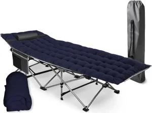 VaygWay Foldable Outdoor Camping Cot and Cot Pad Mattress- Soft Comfortable Lightweight Thick Cotton Sleeping Cot- Portable Hiking, Traveling, Backpacking Waterproof Bottom Pad