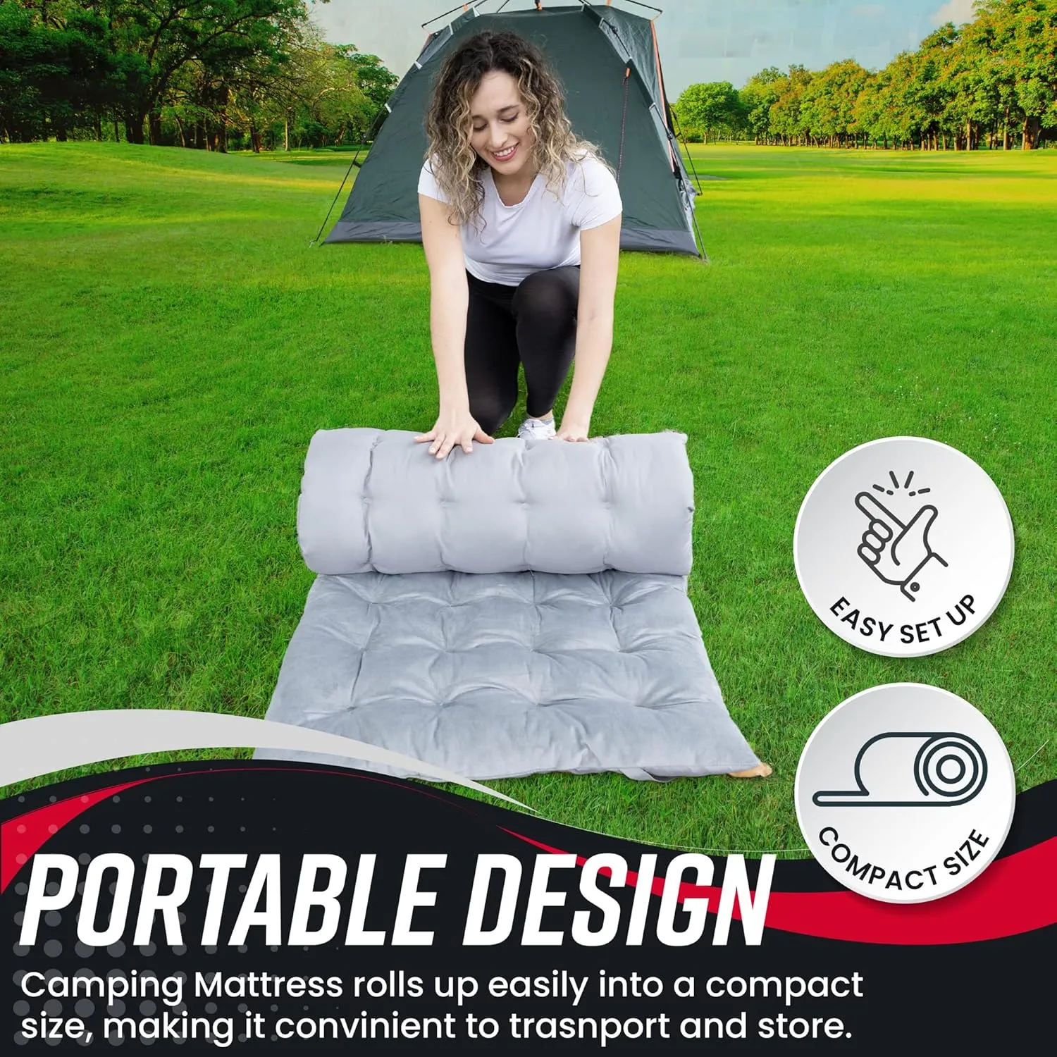 Vaygway Outdoor Camping Cot Pads Mattress- Soft Comfortable Lightweight Thick Cotton Sleeping Cot- Portable Hiking, Traveling, Backpacking Waterproof Bottom Pad Mattress