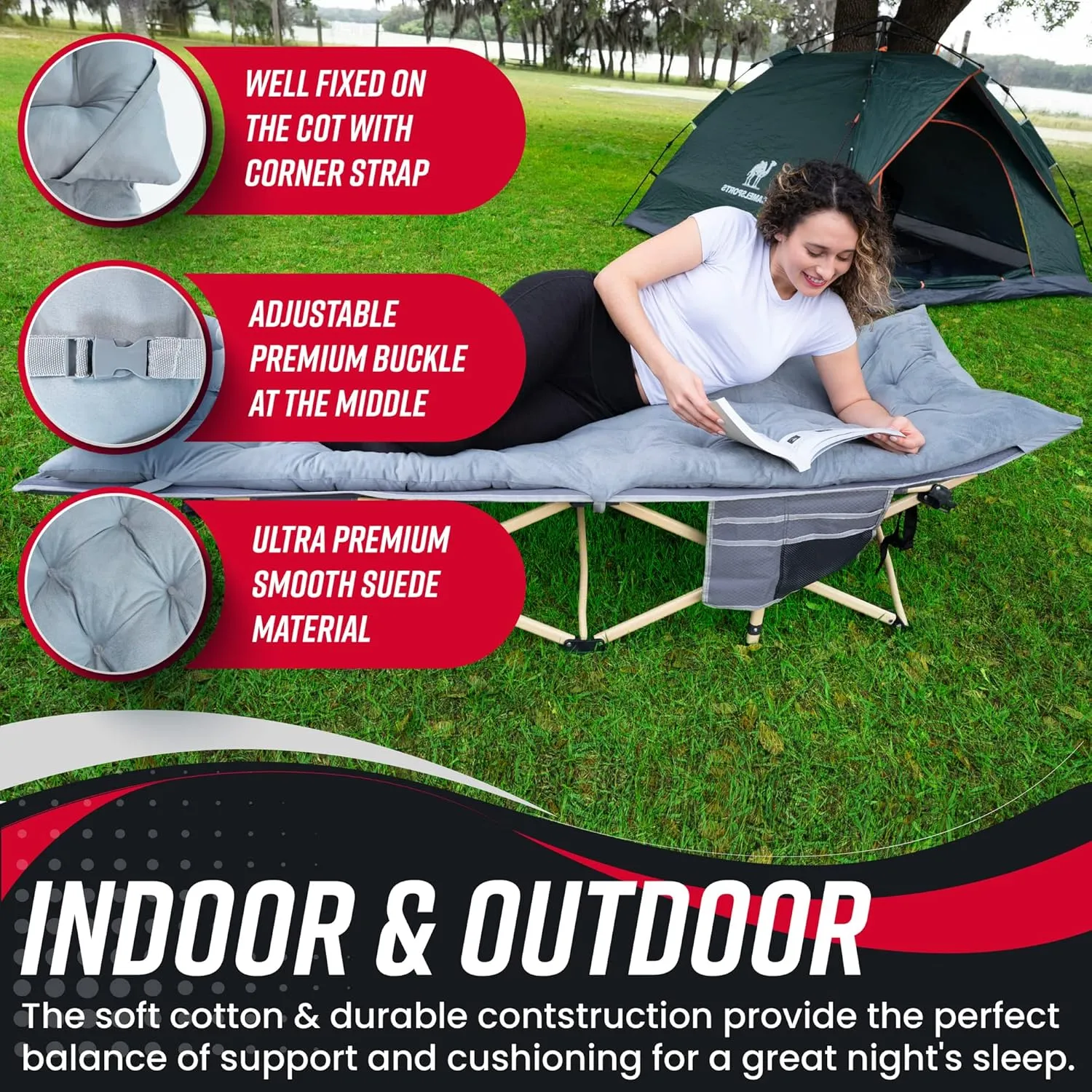 Vaygway Outdoor Camping Cot Pads Mattress- Soft Comfortable Lightweight Thick Cotton Sleeping Cot- Portable Hiking, Traveling, Backpacking Waterproof Bottom Pad Mattress