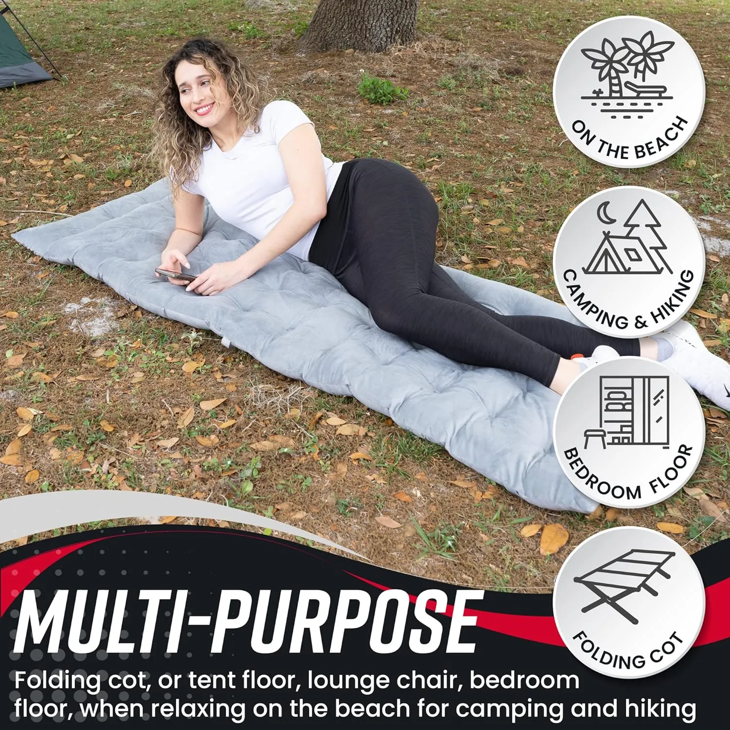 Vaygway Outdoor Camping Cot Pads Mattress- Soft Comfortable Lightweight Thick Cotton Sleeping Cot- Portable Hiking, Traveling, Backpacking Waterproof Bottom Pad Mattress