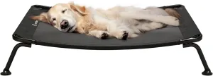 Veehoo Cooling Elevated Bed, Curved Dog Cot for Deep Sleep, Durable & Breathable, Camping Dog Hammock with Adjustable Feet for Uneven Ground, Raised for Large Dogs, Black