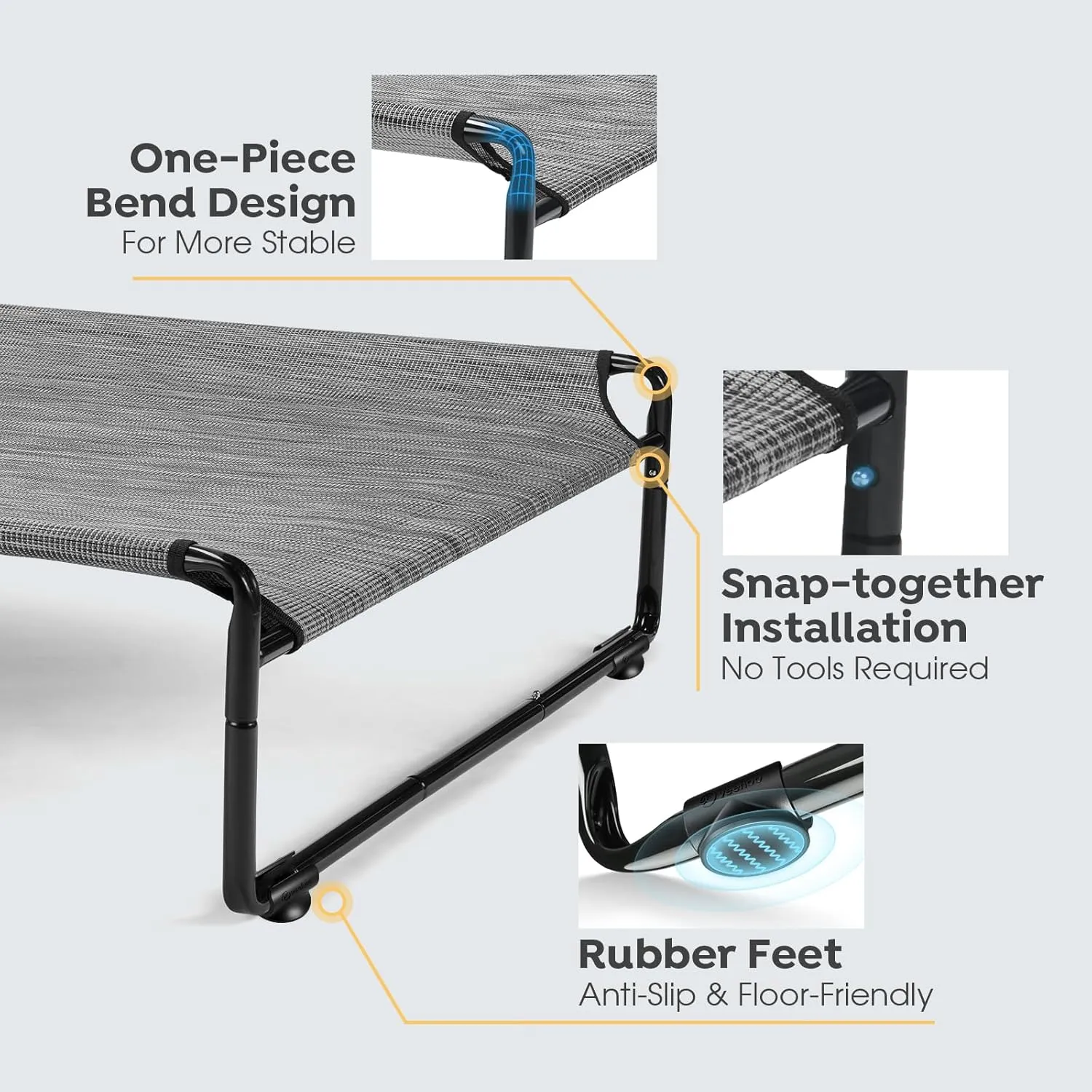 Veehoo Elevated Dog Cot with Washable Dog Pee and Reusable Puppy Pee Pads, Raised Off Ground Hammock Bed for Large Dogs, 100% Waterproof - CWC2201CCP