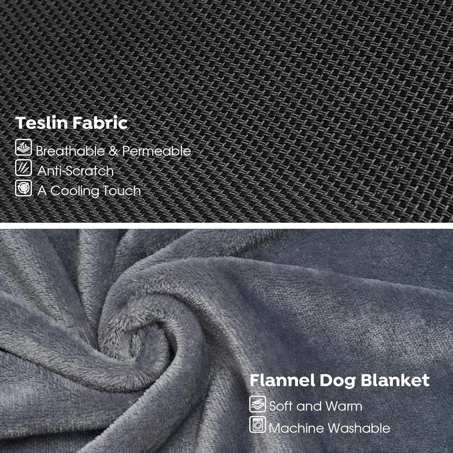 Veehoo Large Elevated Dog Bed with Flannel Dog Blanket, Outdoor Guardrail Raised Pet Cot for Large Dogs, Anti-Slip Camping Hammock Bed, Breathable Teslin Mesh Fabric, L, CWC2201B
