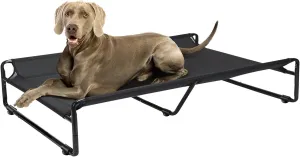 Veehoo Original Outdoor Elevated Dog Bed, Cooling Raised Dog Cot for Large Dogs, Portable Standing Pet Hammock Platform with Washable Breathable Mesh, No-Slip Feet, XX-Large, Black, CWC2201