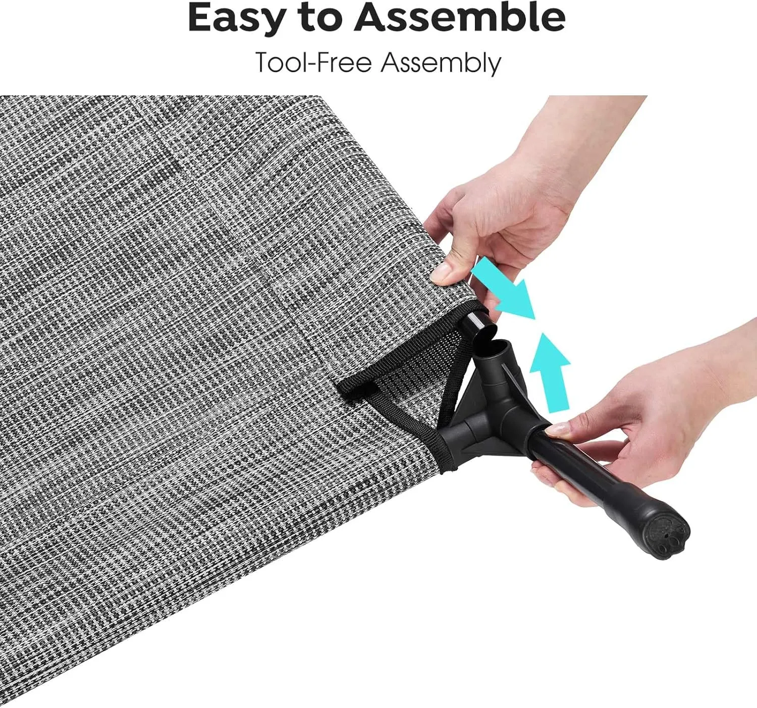Veehoo Outdoor Elevated Dog Cot Bed, Cooling Raised Pet Bed for Large Dogs, Washable Breathable Mesh Hammock Bed with No-Slip Feet, Indestructible Ground Off Training Platform Cot-42"x30" Black Silver