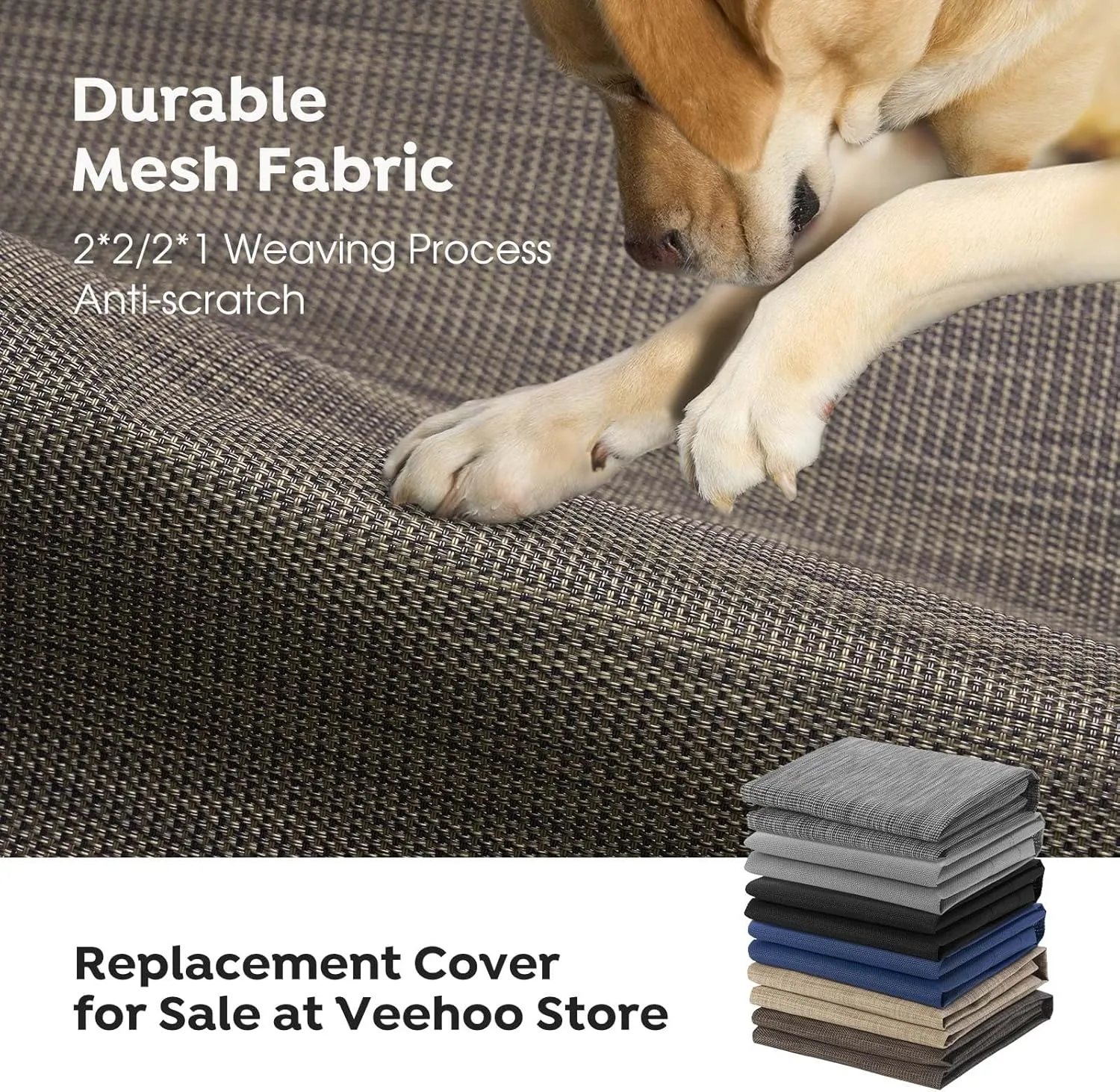 Veehoo Outdoor Elevated Dog Cot Bed, Cooling Raised Pet Bed for XX-Large Dog, Washable Breathable Mesh Hammock Bed with No-Slip Feet, Indestructible Ground Off Training Platform Cot-59"x37.5" Brown