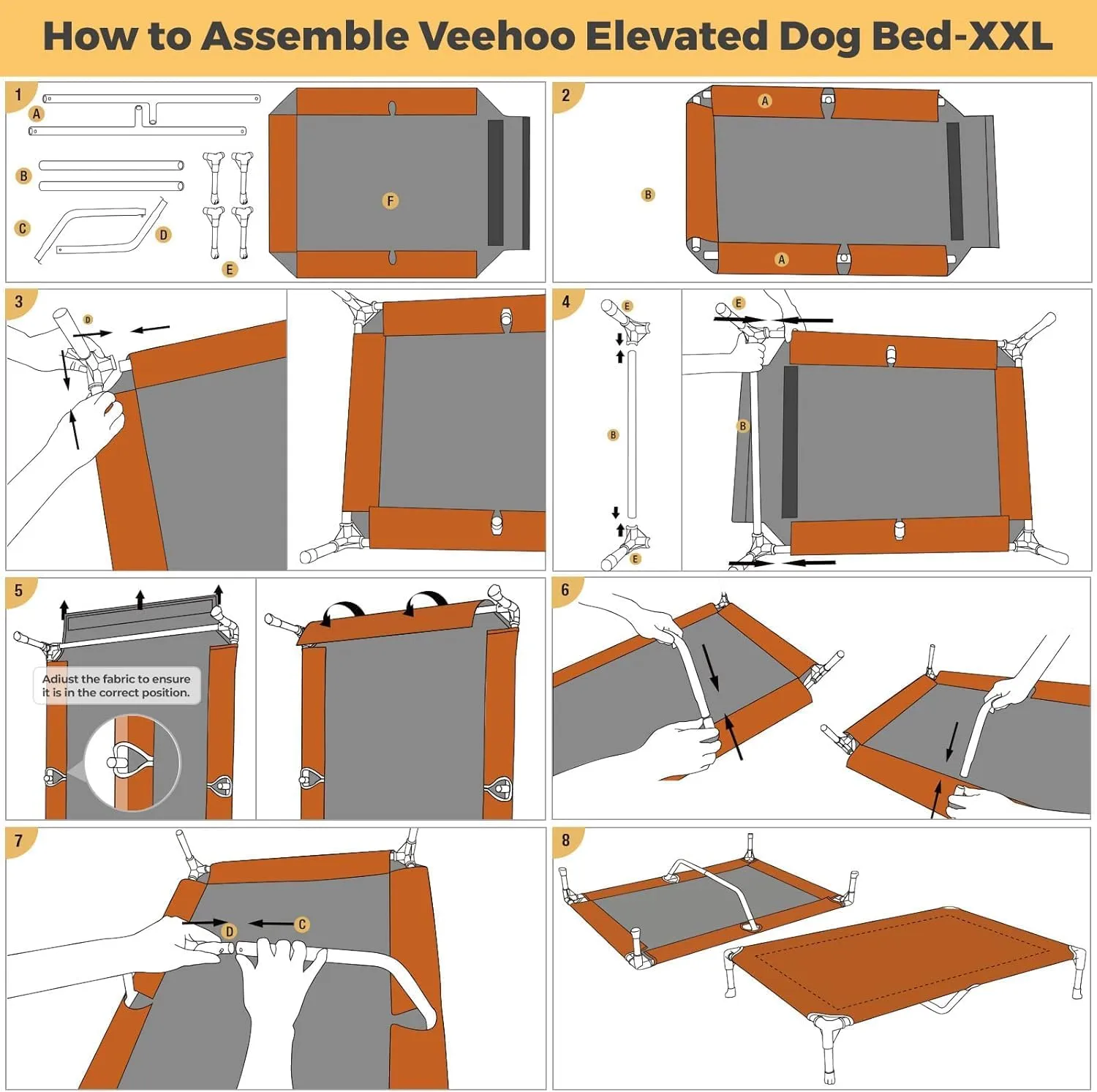 Veehoo Outdoor Elevated Dog Cot Bed, Cooling Raised Pet Bed for XX-Large Dog, Washable Breathable Mesh Hammock Bed with No-Slip Feet, Indestructible Ground Off Training Platform Cot-59"x37.5" Brown