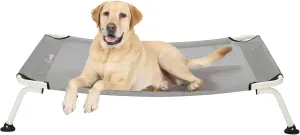 Veehoo Outdoor Elevated Dog Cot, Curved Raised Cooling Dog Cots Bed Off Ground Portable Lifted Pet Hammock Bed Cot with Breathable Teslin Mesh for Indoor Outdoor, up to 85lbs, Grey 42"