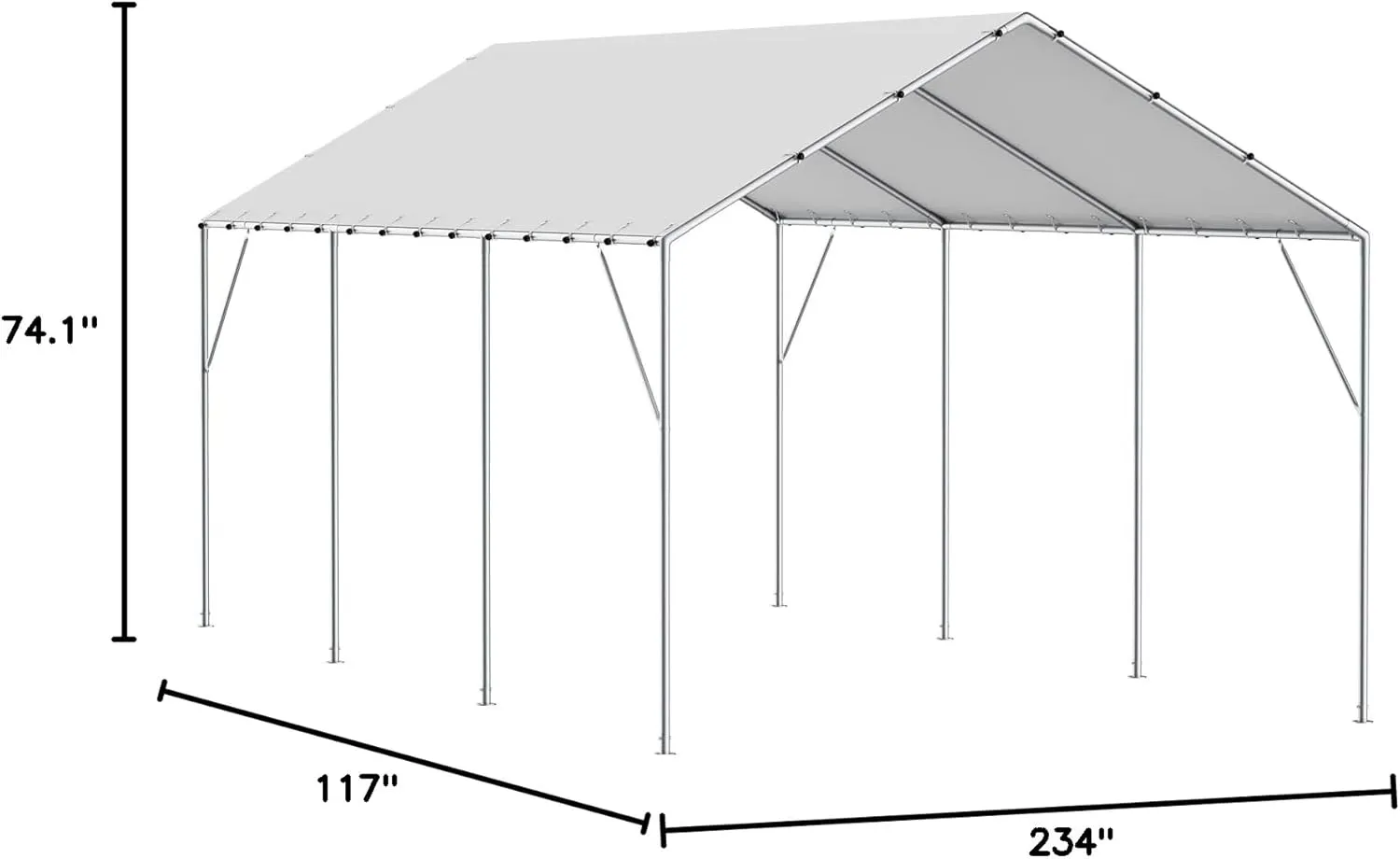 VEVOR 10 x 20 ft Carport Replacement Canopy Cover, Garage Top Tent Shelter Tarp Heavy-Duty Waterproof & UV Protected, Easy Installation with 40 Ball Bungeess (Only Top Cover, Frame Not Include), White