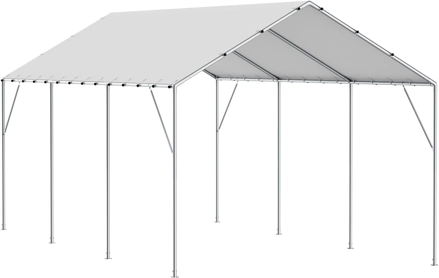 VEVOR 10 x 20 ft Carport Replacement Canopy Cover, Garage Top Tent Shelter Tarp Heavy-Duty Waterproof & UV Protected, Easy Installation with 40 Ball Bungeess (Only Top Cover, Frame Not Include), White