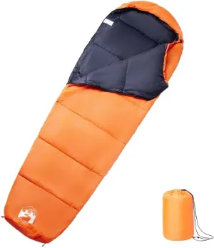 vidaXL Mummy Sleeping Bag - Orange & Black Camping Gear - Lightweight 3-Season Adult Sleep Sack for Spring/Summer/Fall - 87.4"x29.1" - Portable Hiking/Travel 34.2 oz - 190T Polyester - 59°F-77°F