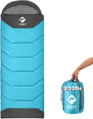 VILLEY Camping Sleeping Bag for Adults Boys and Girls, Lightweight Compact Backpacking Sleeping Bag for Outdoor, Traveling, Hiking