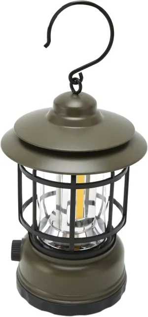 Vintage Camping Lantern,IPX4 Eye USB Rechargeable Decorative Portable COB Tent Lamp with Hook Terrace Decorative Lantern (Green)