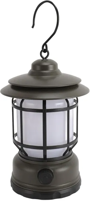 Vintage Hanging Camping Lantern, Dimmable LED Light with Flame Effect, Rechargeable Camping Lantern, IPX4 for Indoor Outdoor with 3 Lighting Modes (Green)