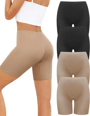 voenxe Women Cotton Boy Short Underwear,Shorts for Under Dress,Ladies Anti Chafe Boxer Briefs,High Waist Long Leg,4 Pack