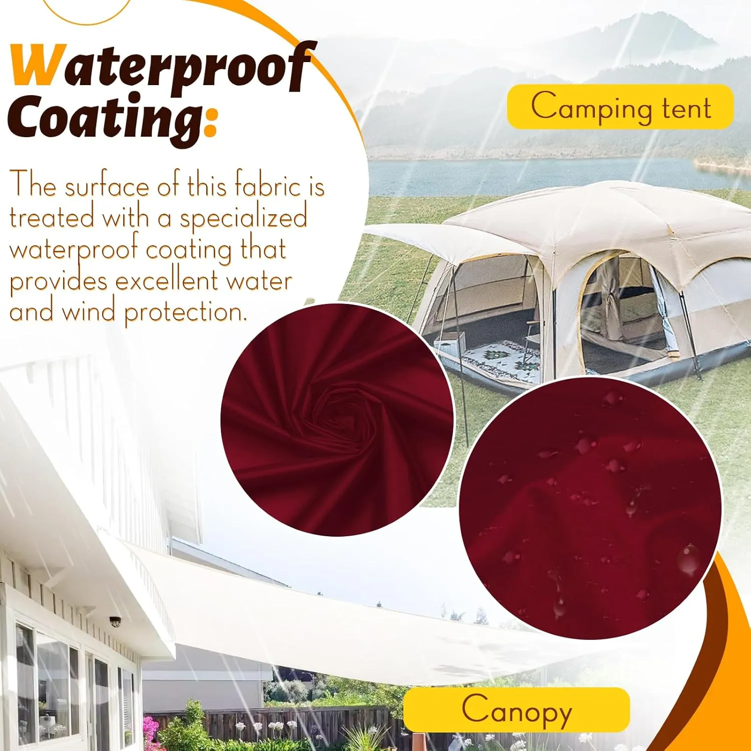 Vonty Waterproof Fabric Ripstop Nylon Fabric by The Yard - 60 Inch Wide(3 Yard), Water Proof Red Fabric Lightweight Kite Fabrics for Tent Bag Tarp DIY Craft Travel Outdoor