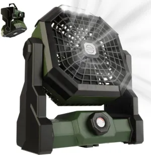 Wakeman Camping Fan with Tent Light - Rechargeable 5400mAh Lithium Battery Operated Portable Fan - Camping Essentials for Tenting Outdoors (Green)