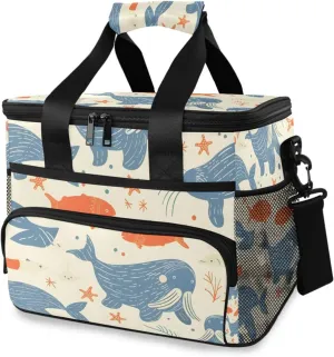 Walrus Fish Sea Stars Cooler Bag Insulated Cooler Soft Sided Cooler 24 Can Portable Picnic Bag Large Leakproof Lunch Bag Box for Beach Grocery Camping Travel Car Men Women