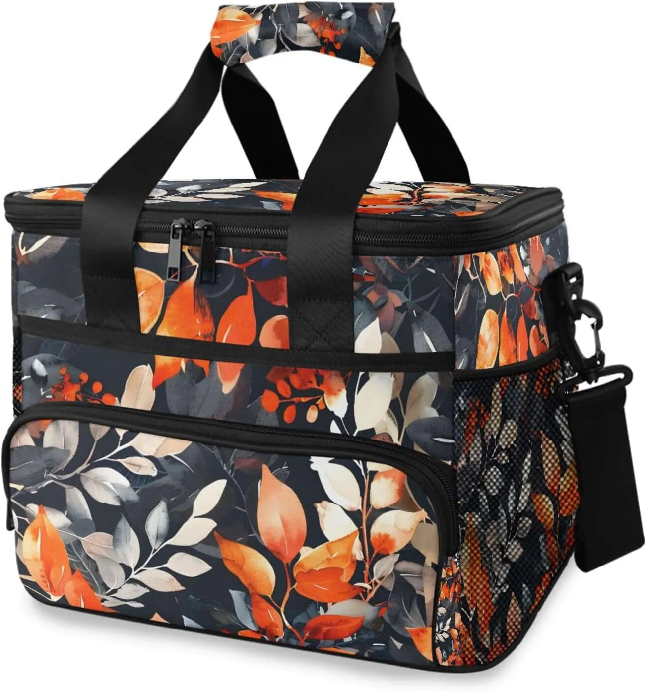 Watercolor Floral Paisley Flowers Cooler Bag Insulated Cooler Soft Sided Cooler 24 Can Portable Picnic Bag Large Leakproof Lunch Bag Box for Beach Grocery Camping Travel Car Men Women