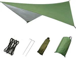 Waterproof Camping Shelter Tent Tarp,Camouflage Outdoor Portable Lightweight Rainproof Mat RainTent (2.3x2.1m,Green)