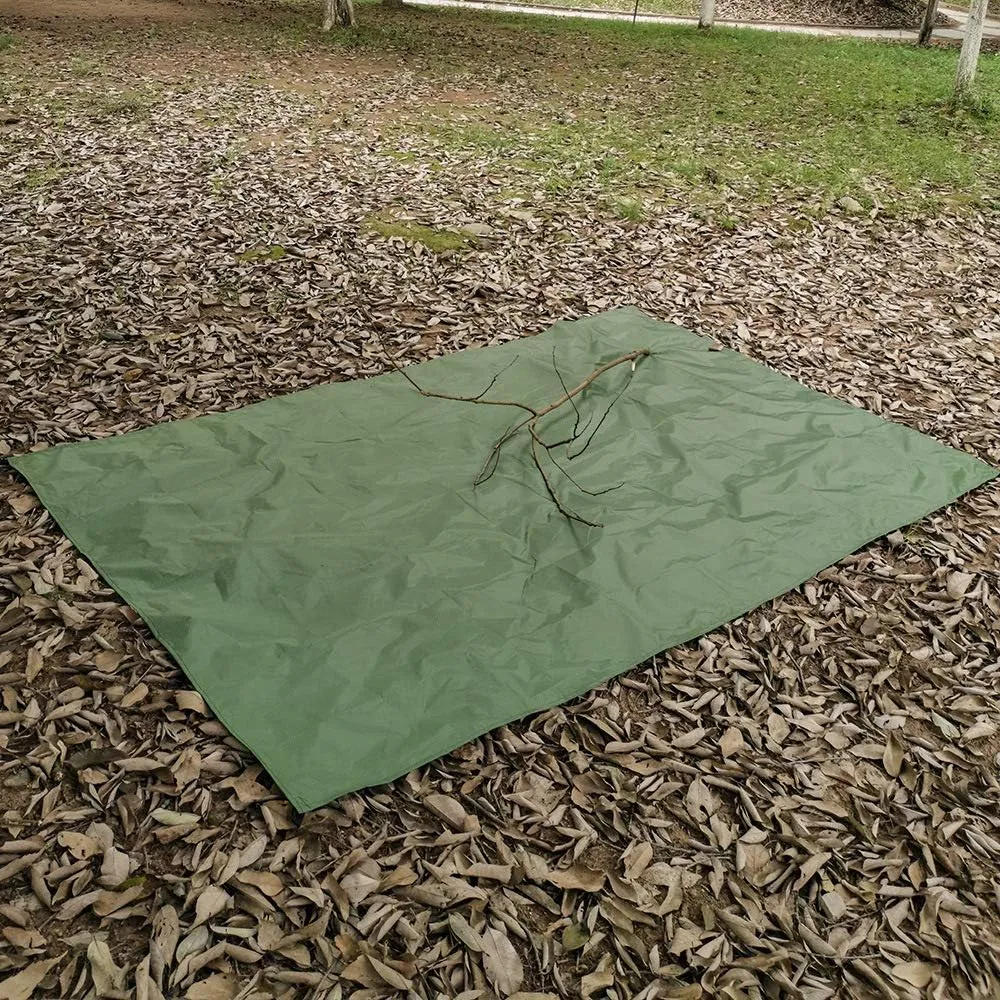 Waterproof Camping Shelter Tent Tarp,Camouflage Outdoor Portable Lightweight Rainproof Mat RainTent (2.3x2.1m,Green)