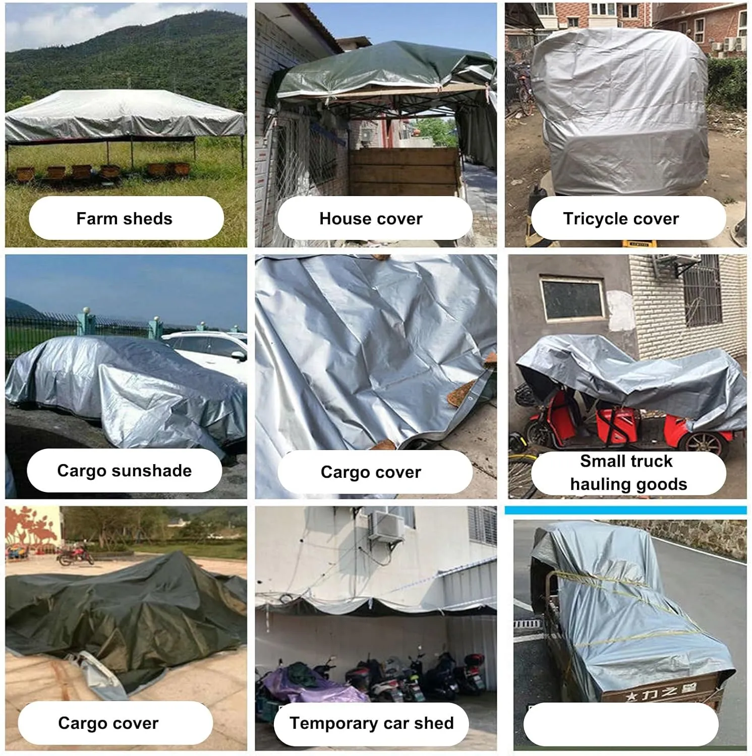 Waterproof Camping Tarp, Plastic Tarps Heavy Duty Waterproof, 9 Mil Thick Multi-Purpose Outdoor Tarp, Customizable, for Covering Items or Placement Under a Camping Tent