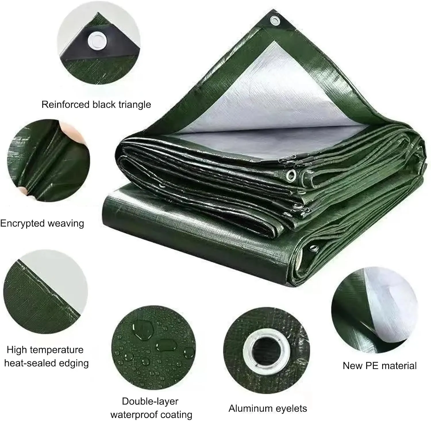 Waterproof Camping Tarp, Plastic Tarps Heavy Duty Waterproof, 9 Mil Thick Multi-Purpose Outdoor Tarp, Customizable, for Covering Items or Placement Under a Camping Tent