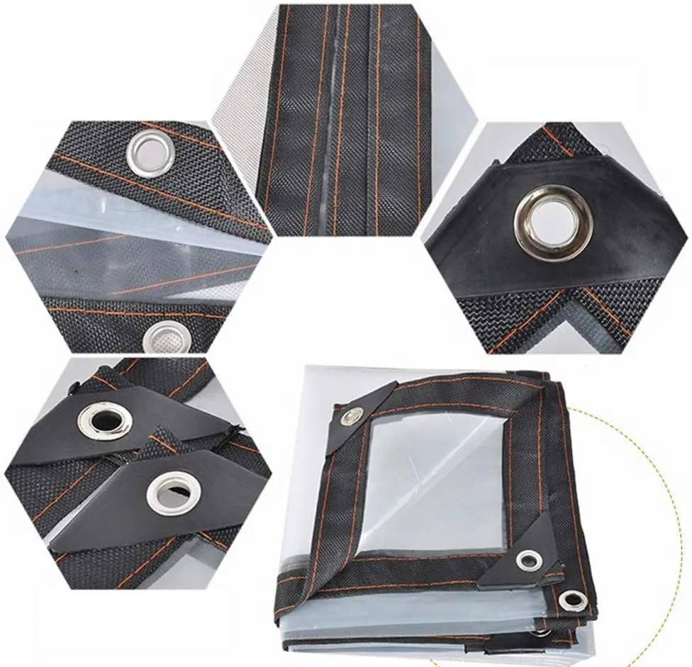 Waterproof Cover Tarp Tarpaulin Sheet,Sunshade Net, Shade Cloth, Heavy Duty Waterproof with Metal Grommets, Transparent Awning Insulation Plastic Film,120G/M²,a,5 * 8M