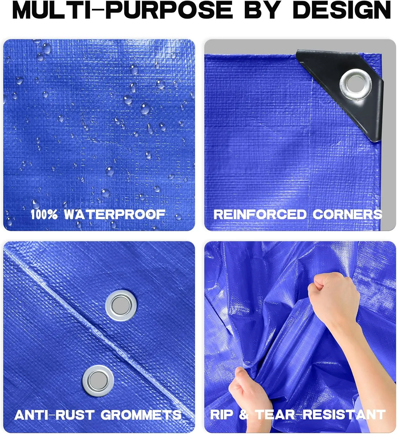 Waterproof Tarp Outdoor 16 x 20 Feet 5 Mil Reinforced Tarpaulins with Metal Grommets Blue…