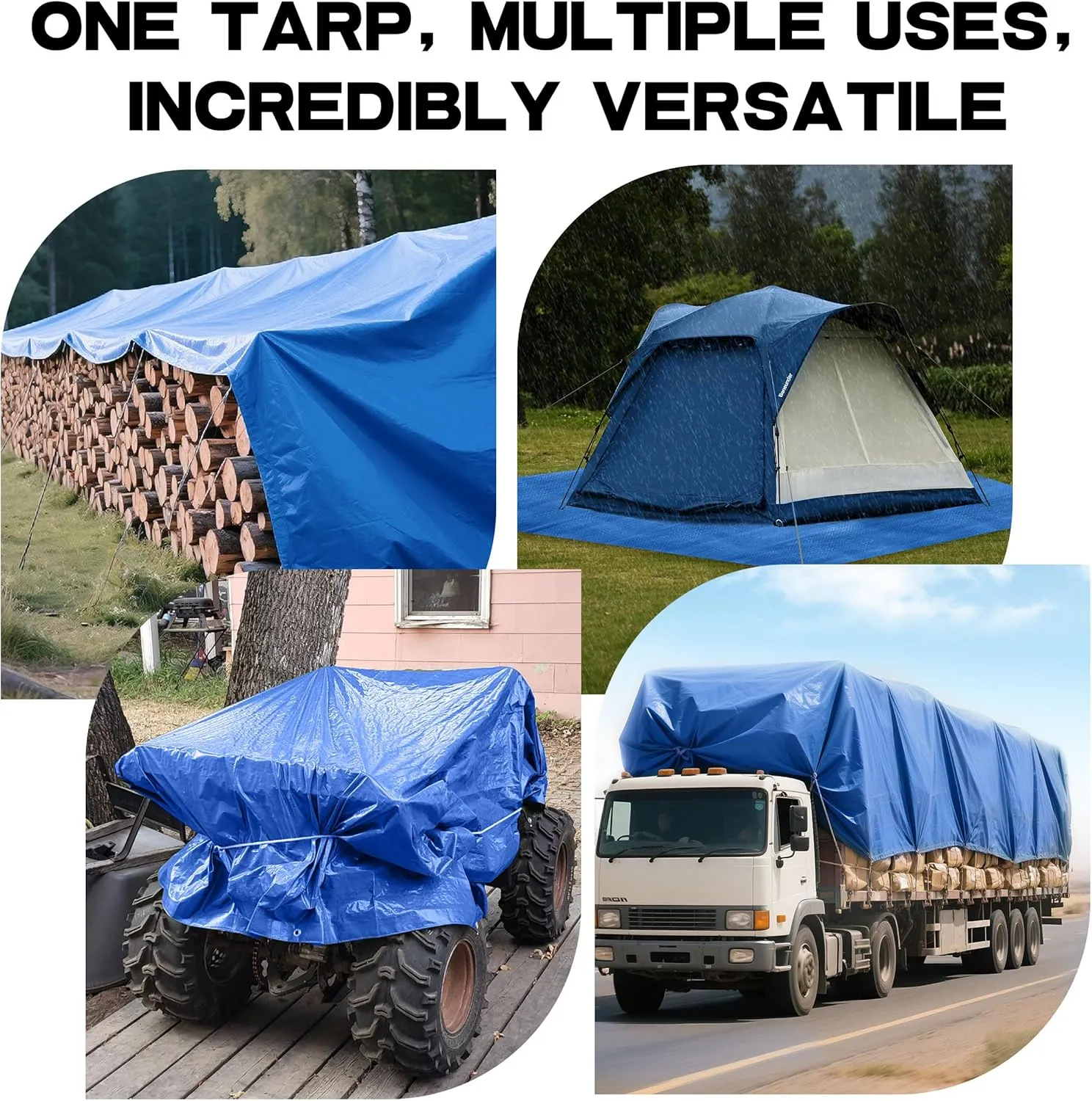 Waterproof Tarp Outdoor 16 x 20 Feet 5 Mil Reinforced Tarpaulins with Metal Grommets Blue…