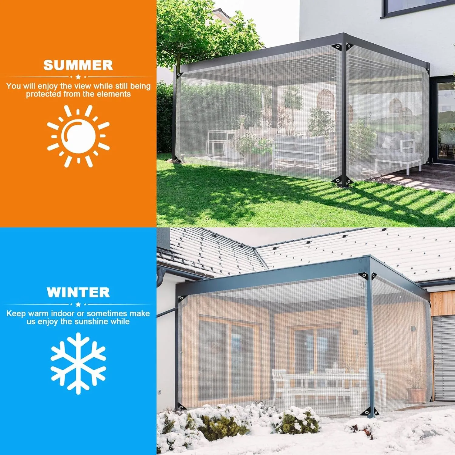 Waterproof Tarpaulin Clear Tarp: White Heavy Duty 9.2 x 19.0ft Dustproof Weather Proof PE Tarp with Cable Tie Multi-Purpose UV Resistant Thick Poly Cover for Pavilion, Chicken, Porch