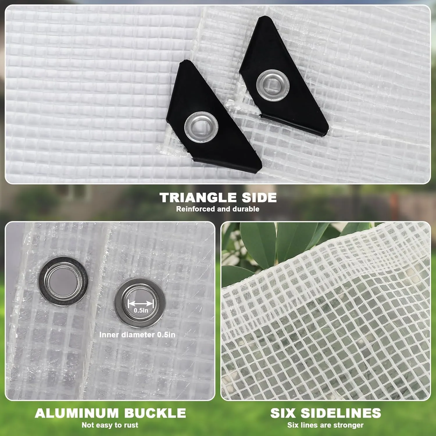 Waterproof Tarpaulin Clear Tarp: White Heavy Duty 9.2 x 19.0ft Dustproof Weather Proof PE Tarp with Cable Tie Multi-Purpose UV Resistant Thick Poly Cover for Pavilion, Chicken, Porch