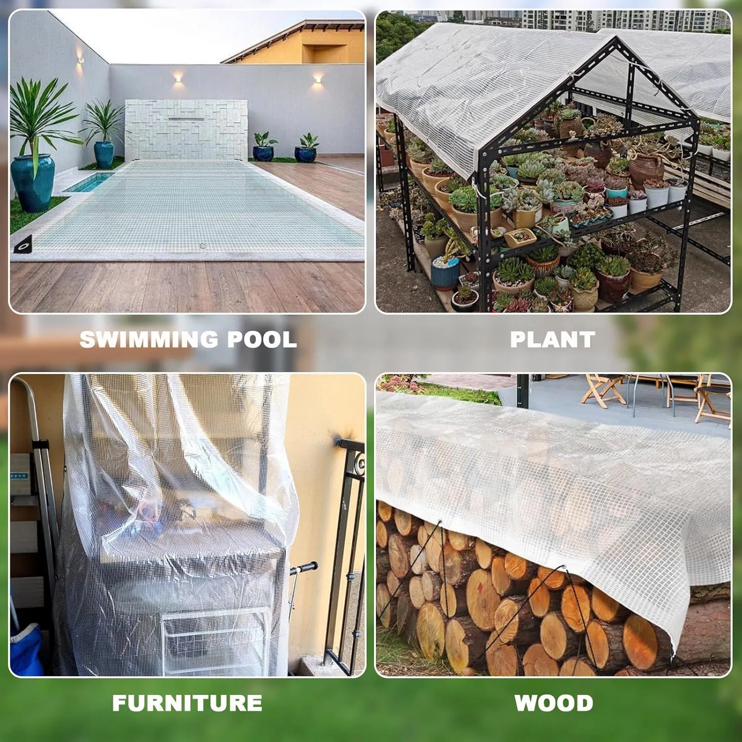 Waterproof Tarpaulin Clear Tarp: White Heavy Duty 9.2 x 19.0ft Dustproof Weather Proof PE Tarp with Cable Tie Multi-Purpose UV Resistant Thick Poly Cover for Pavilion, Chicken, Porch