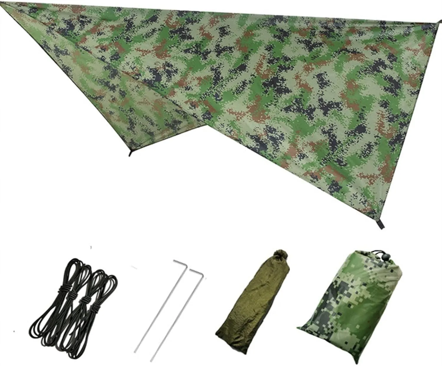Watertight Rain Fly Tent Tarp Lightweight Portable Watertight Ripstop Easily Fold Sun Shelter Radiation Protection (Color : Camouflage, Size : A)