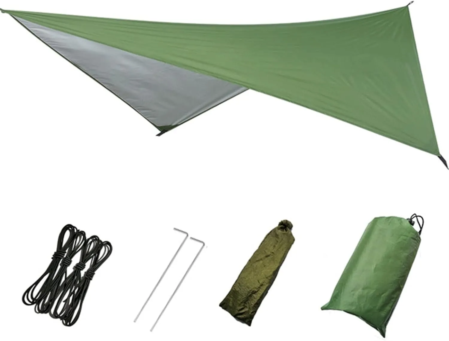 Watertight Rain Fly Tent Tarp Lightweight Portable Watertight Ripstop Easily Fold Sun Shelter Radiation Protection (Color : Green, Size : A)