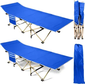 Wenqik 2 Pack 450lbs Max Load Camping Cot for Adults with Carry Bag Portable Folding Outdoor Sleeping Cot Heavy Duty Bed for Traveling Camp Military Office Nap Beach Home Lounging