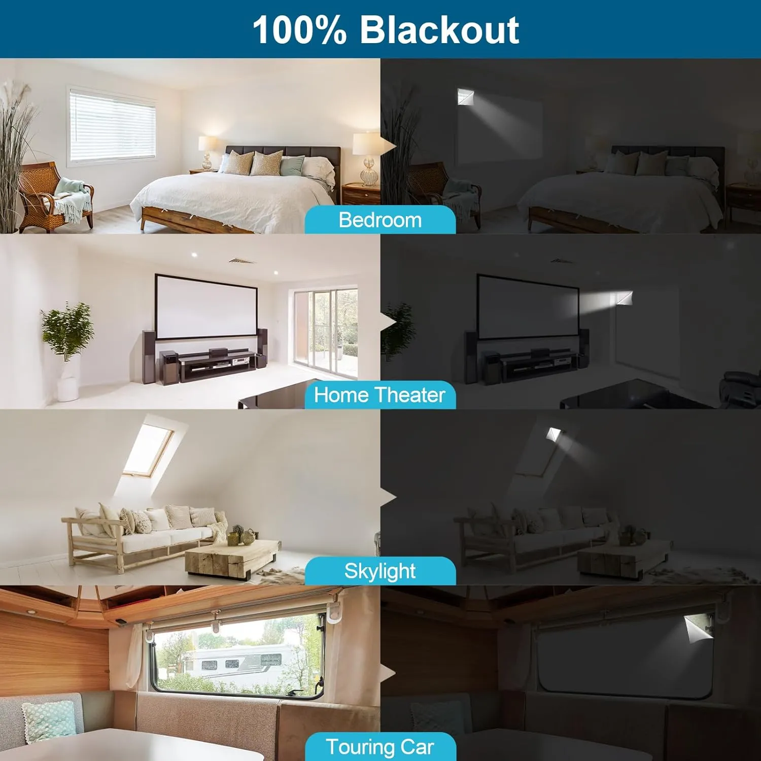 White Blackout Curtains for Bedroom, Portable DIY Window Blinds, No Drill Window Shades & Blackout Blinds with Stickers & Tabs for Travel, Dorm Room, Media Room (118" x 57")